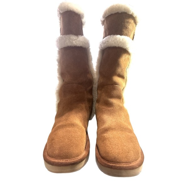 MICHAEL KORS Women’s Sheep Fur Lined Tall Chestnut Boots Sz 9 - Picture 3 of 10